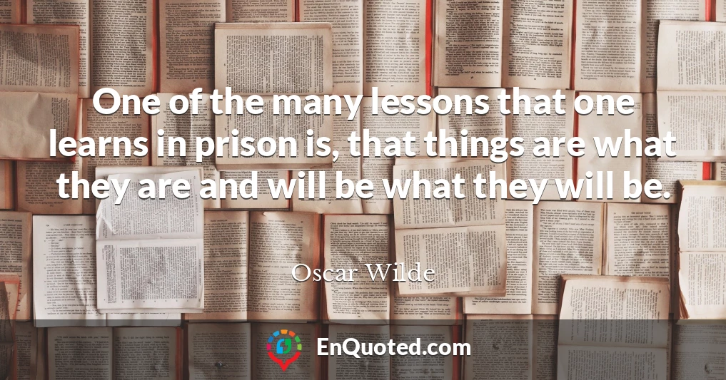 One of the many lessons that one learns in prison is, that things are what they are and will be what they will be.