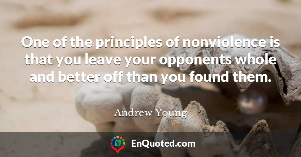 One of the principles of nonviolence is that you leave your opponents whole and better off than you found them.
