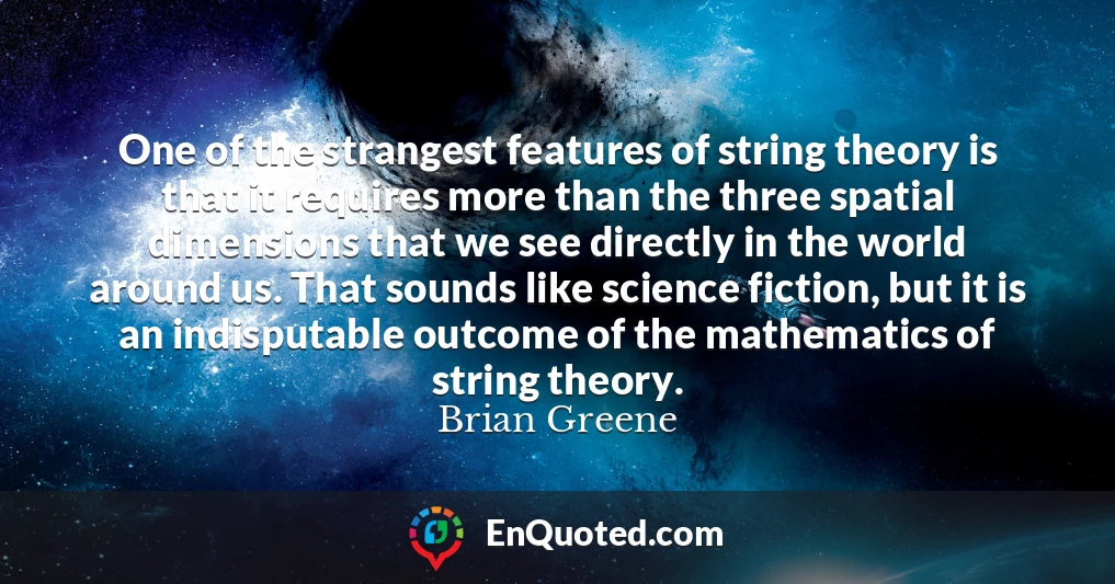 One of the strangest features of string theory is that it requires more than the three spatial dimensions that we see directly in the world around us. That sounds like science fiction, but it is an indisputable outcome of the mathematics of string theory.