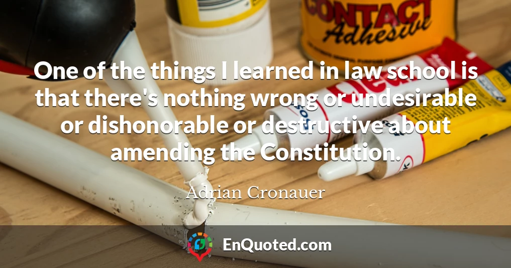One of the things I learned in law school is that there's nothing wrong or undesirable or dishonorable or destructive about amending the Constitution.