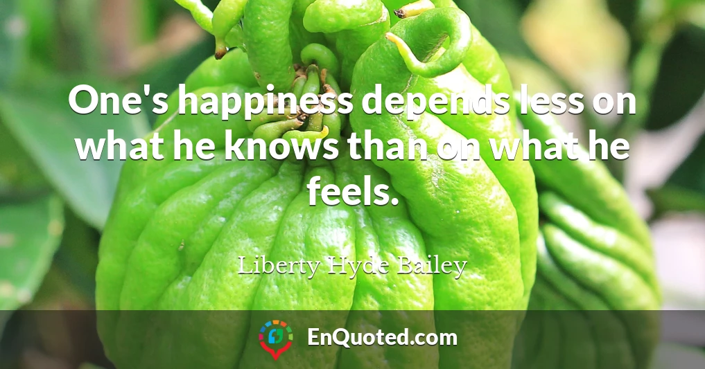 One's happiness depends less on what he knows than on what he feels.