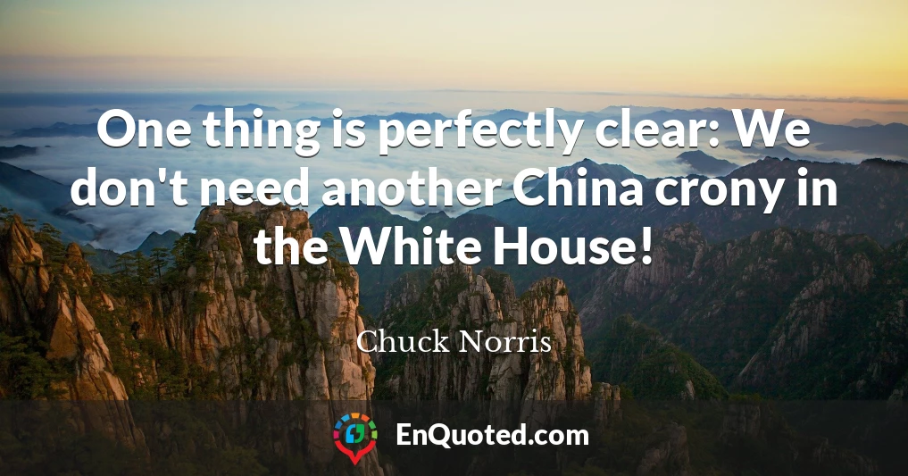 One thing is perfectly clear: We don't need another China crony in the White House!