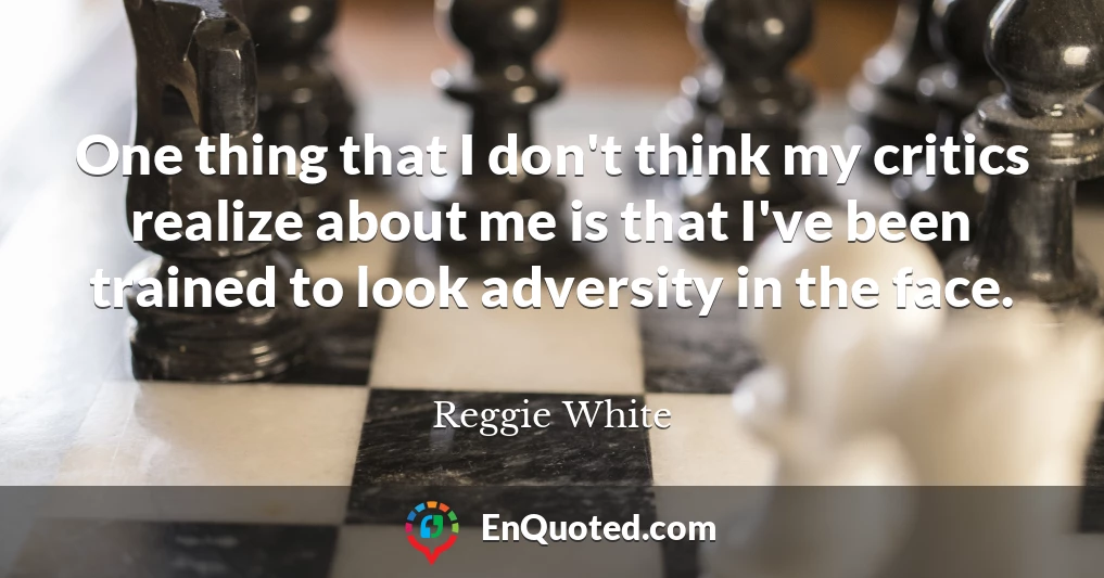 One thing that I don't think my critics realize about me is that I've been trained to look adversity in the face.