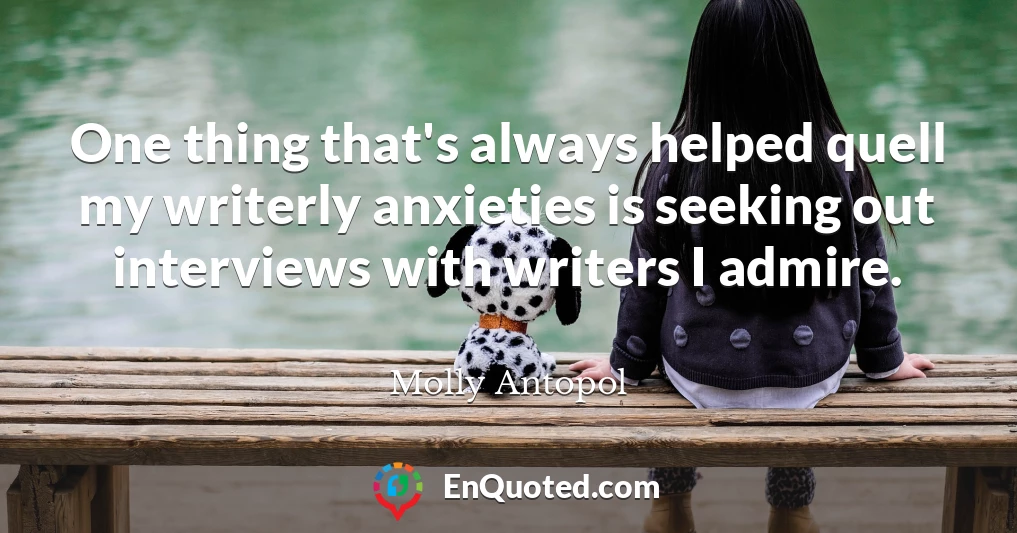 One thing that's always helped quell my writerly anxieties is seeking out interviews with writers I admire.