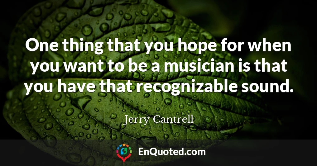 One thing that you hope for when you want to be a musician is that you have that recognizable sound.