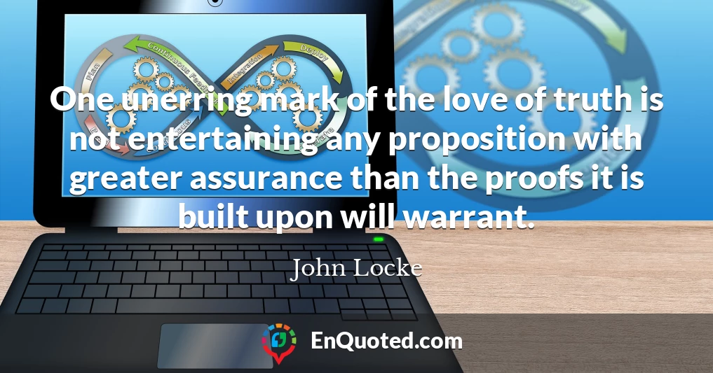 One unerring mark of the love of truth is not entertaining any proposition with greater assurance than the proofs it is built upon will warrant.