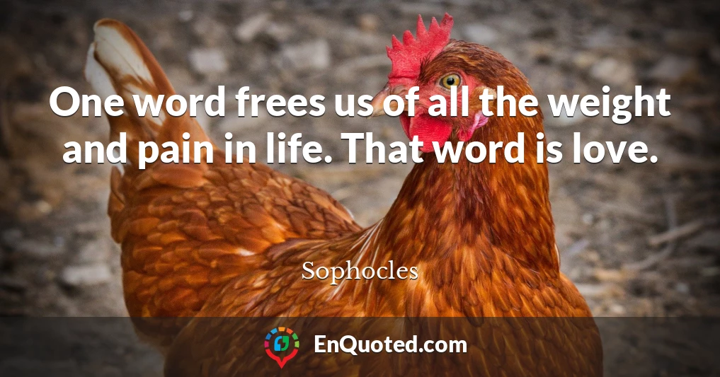 One word frees us of all the weight and pain in life. That word is love.