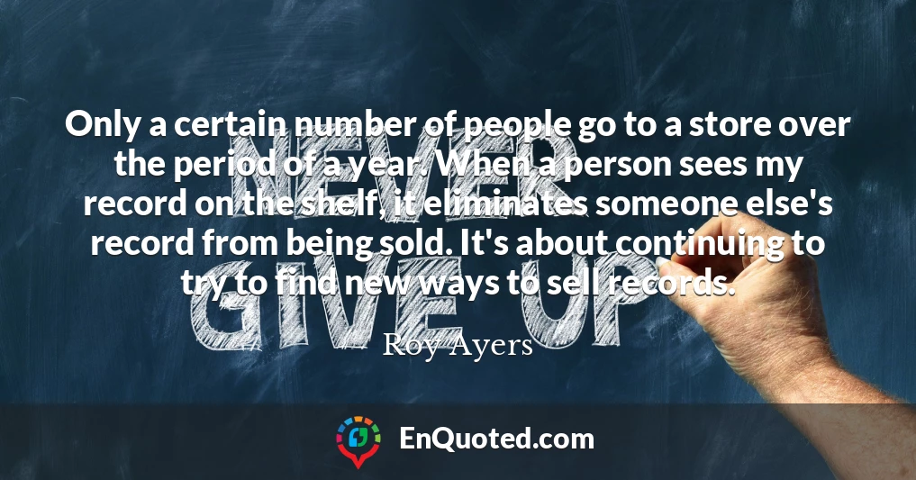 Only a certain number of people go to a store over the period of a year. When a person sees my record on the shelf, it eliminates someone else's record from being sold. It's about continuing to try to find new ways to sell records.
