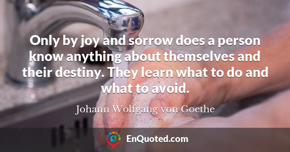 Only by joy and sorrow does a person know anything about themselves and their destiny. They learn what to do and what to avoid.