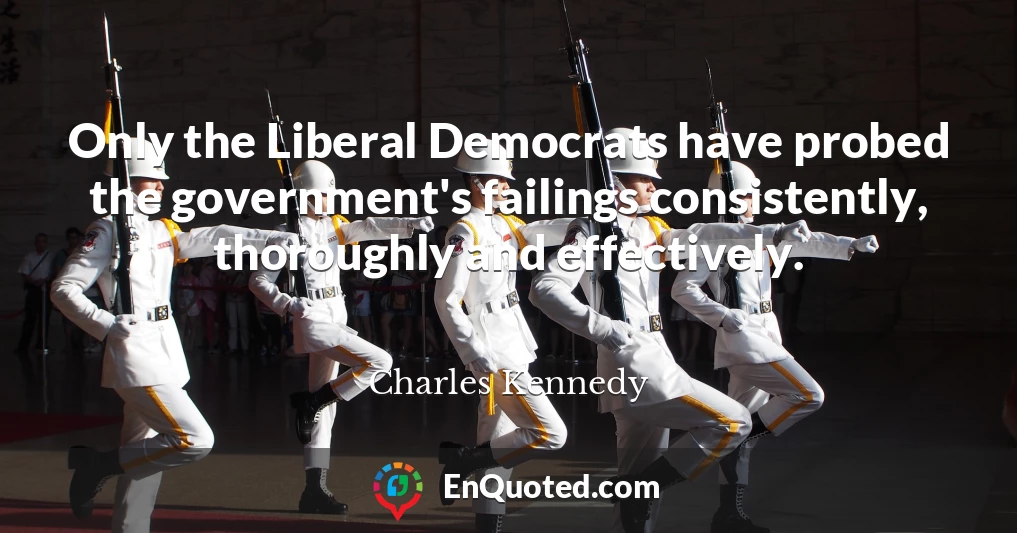 Only the Liberal Democrats have probed the government's failings consistently, thoroughly and effectively.