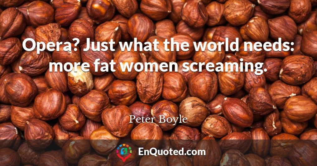 Opera? Just what the world needs: more fat women screaming.