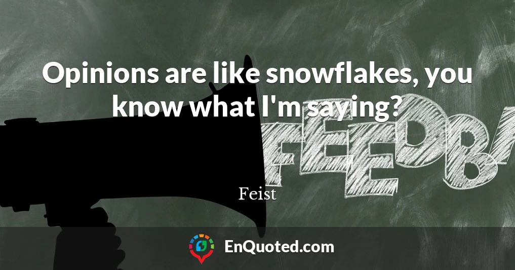 Opinions are like snowflakes, you know what I'm saying?