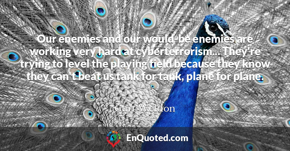 Our enemies and our would-be enemies are working very hard at cyberterrorism... They're trying to level the playing field because they know they can't beat us tank for tank, plane for plane.