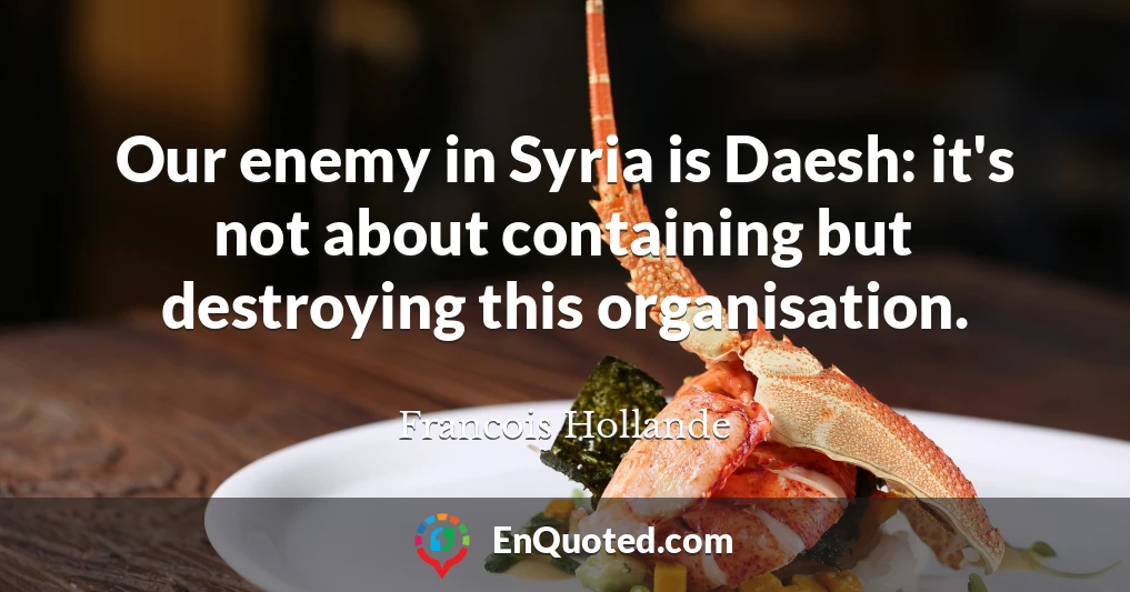 Our enemy in Syria is Daesh: it's not about containing but destroying this organisation.