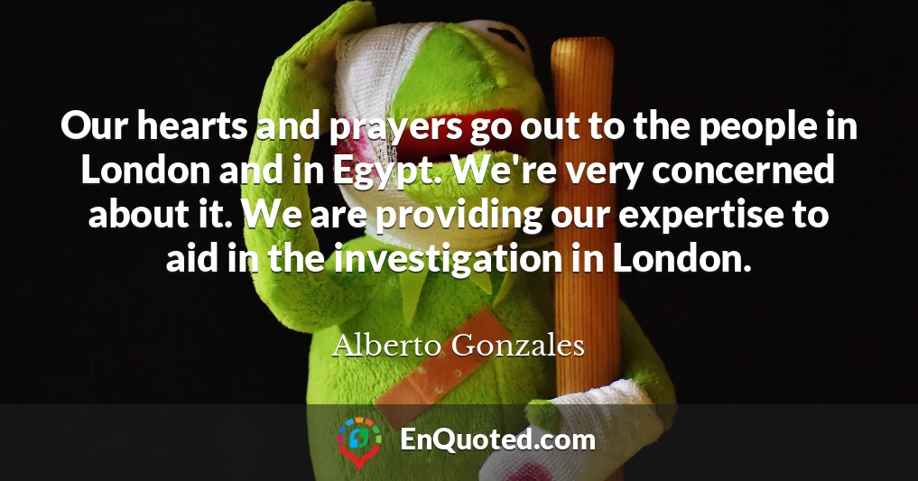 Our hearts and prayers go out to the people in London and in Egypt. We're very concerned about it. We are providing our expertise to aid in the investigation in London.