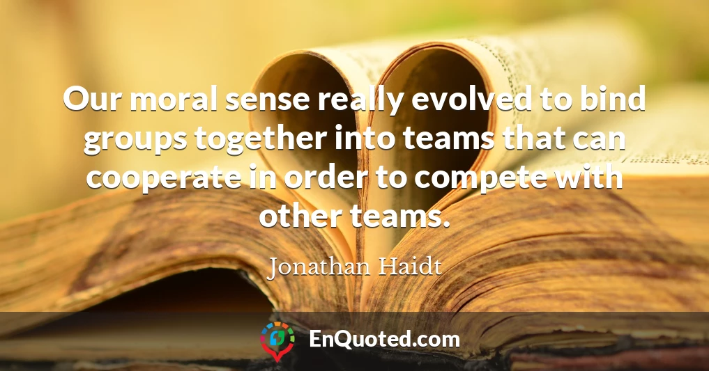 Our moral sense really evolved to bind groups together into teams that can cooperate in order to compete with other teams.