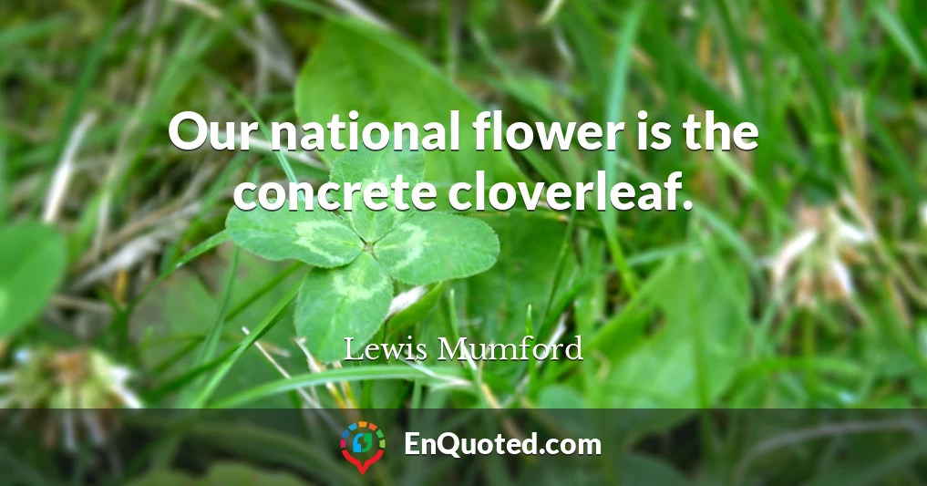 Our national flower is the concrete cloverleaf.