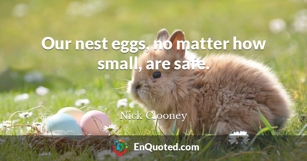 Our nest eggs, no matter how small, are safe.