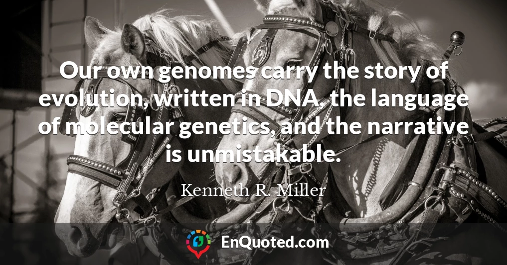 Our own genomes carry the story of evolution, written in DNA, the language of molecular genetics, and the narrative is unmistakable.