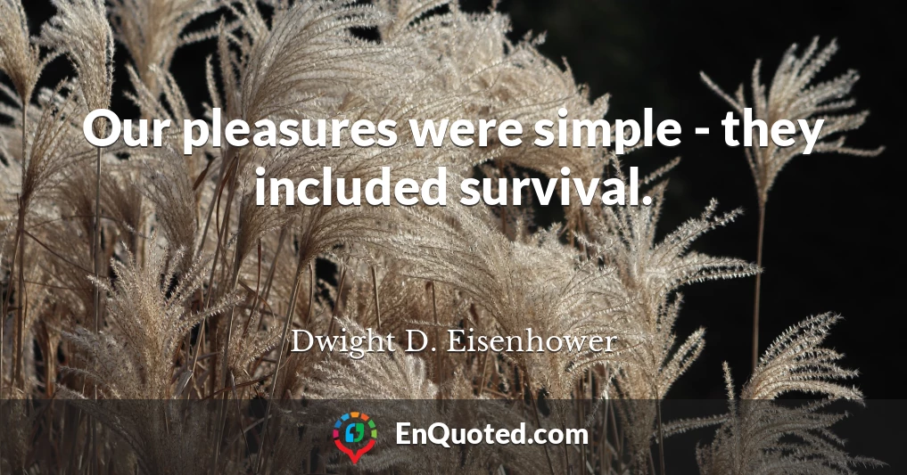 Our pleasures were simple - they included survival.