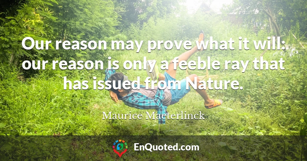 Our reason may prove what it will: our reason is only a feeble ray that has issued from Nature.