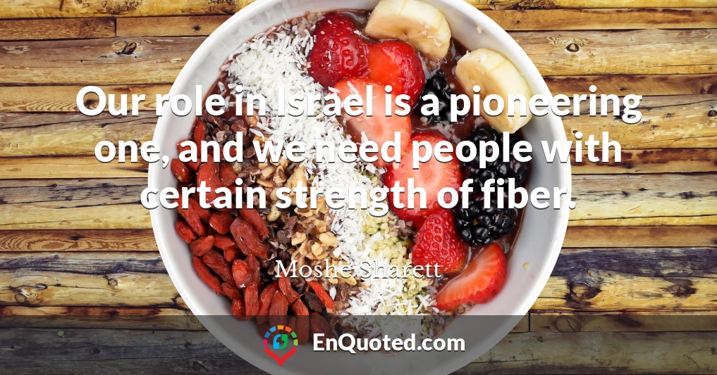 Our role in Israel is a pioneering one, and we need people with certain strength of fiber.