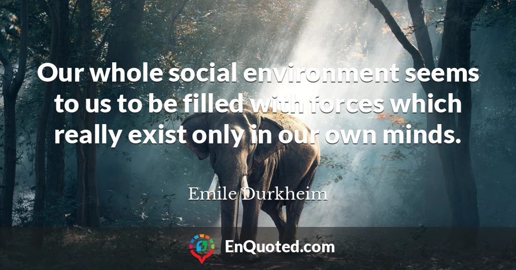 Our whole social environment seems to us to be filled with forces which really exist only in our own minds.