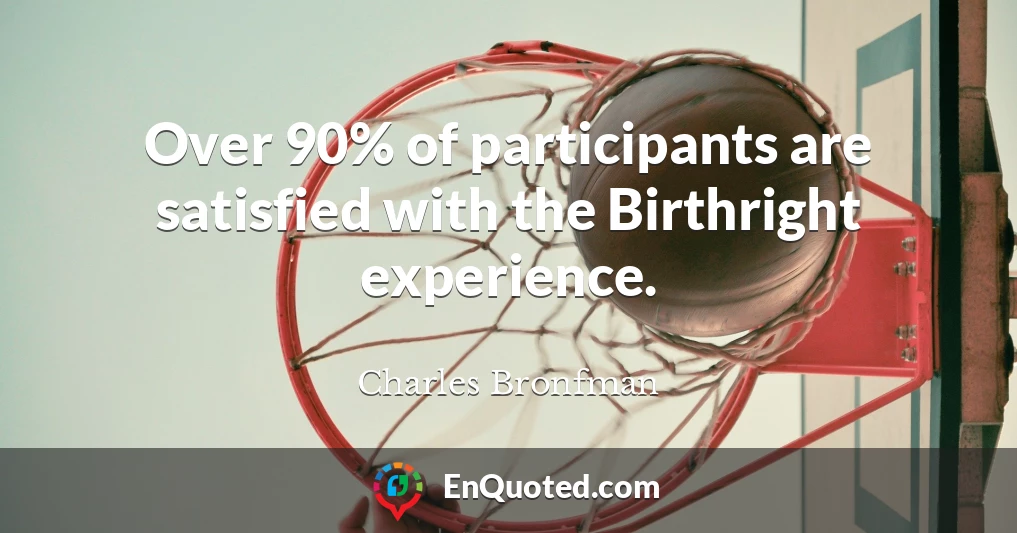Over 90% of participants are satisfied with the Birthright experience.