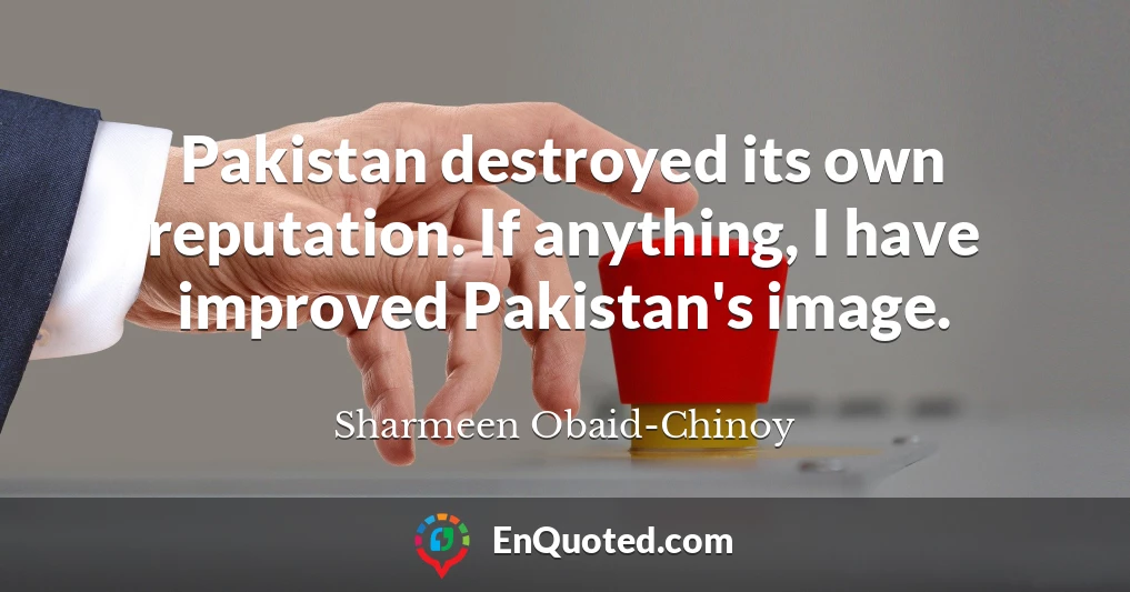 Pakistan destroyed its own reputation. If anything, I have improved Pakistan's image.