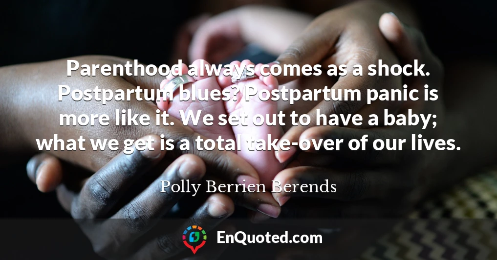 Parenthood always comes as a shock. Postpartum blues? Postpartum panic is more like it. We set out to have a baby; what we get is a total take-over of our lives.
