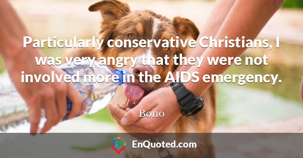 Particularly conservative Christians, I was very angry that they were not involved more in the AIDS emergency.