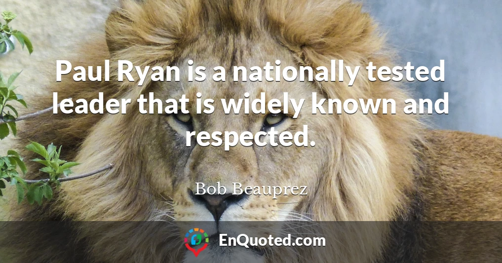 Paul Ryan is a nationally tested leader that is widely known and respected.