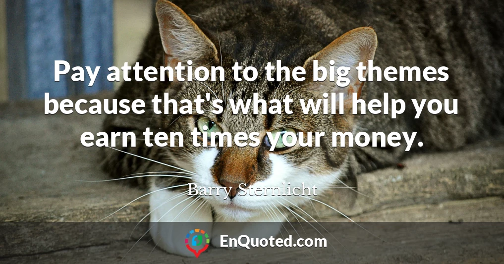 Pay attention to the big themes because that's what will help you earn ten times your money.