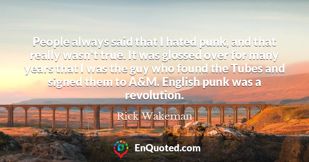 People always said that I hated punk, and that really wasn't true. It was glossed over for many years that I was the guy who found the Tubes and signed them to A&M. English punk was a revolution.