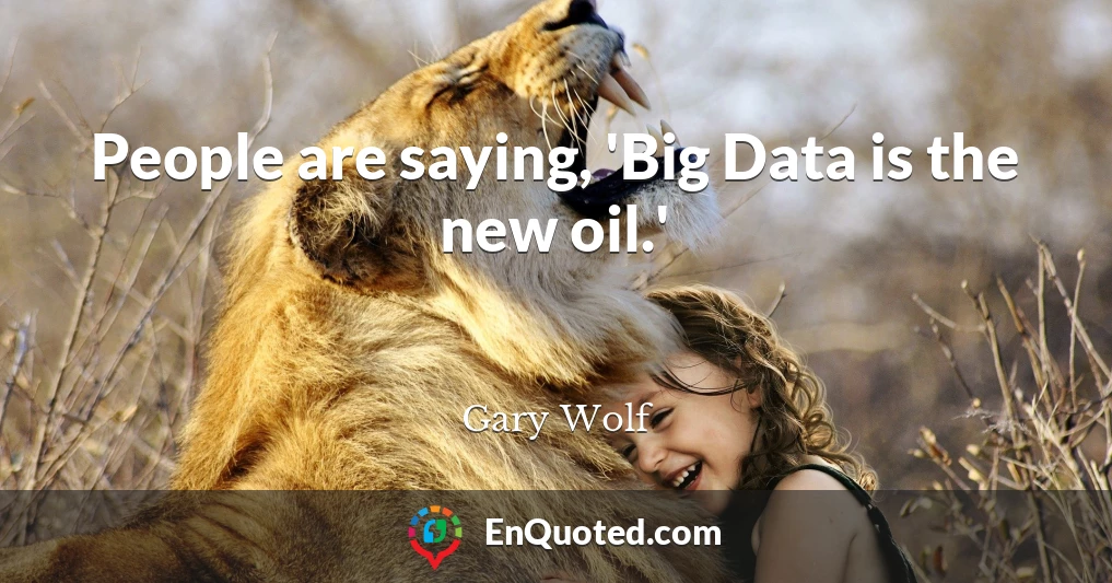 People are saying, 'Big Data is the new oil.'