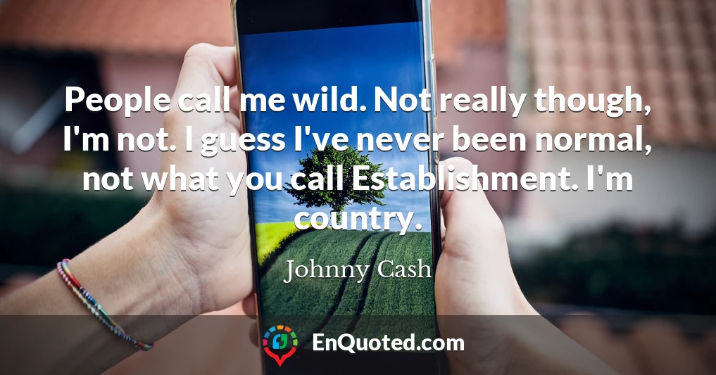 People call me wild. Not really though, I'm not. I guess I've never been normal, not what you call Establishment. I'm country.