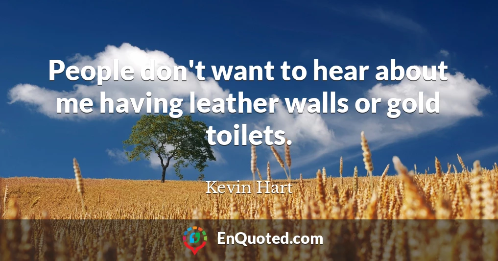 People don't want to hear about me having leather walls or gold toilets.