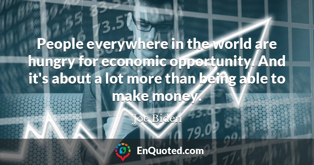 People everywhere in the world are hungry for economic opportunity. And it's about a lot more than being able to make money.