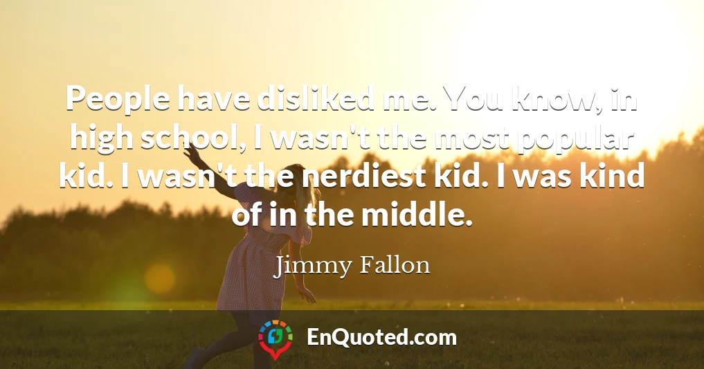 People have disliked me. You know, in high school, I wasn't the most popular kid. I wasn't the nerdiest kid. I was kind of in the middle.