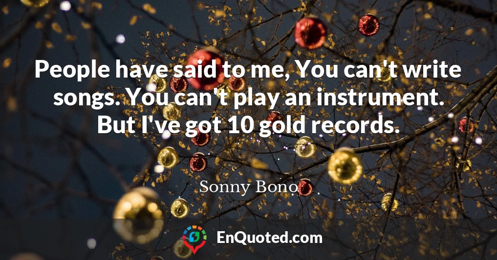 People have said to me, You can't write songs. You can't play an instrument. But I've got 10 gold records.