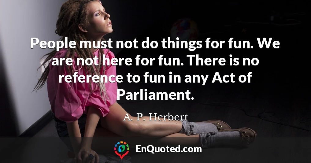 People must not do things for fun. We are not here for fun. There is no reference to fun in any Act of Parliament.