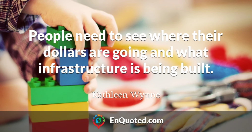 People need to see where their dollars are going and what infrastructure is being built.