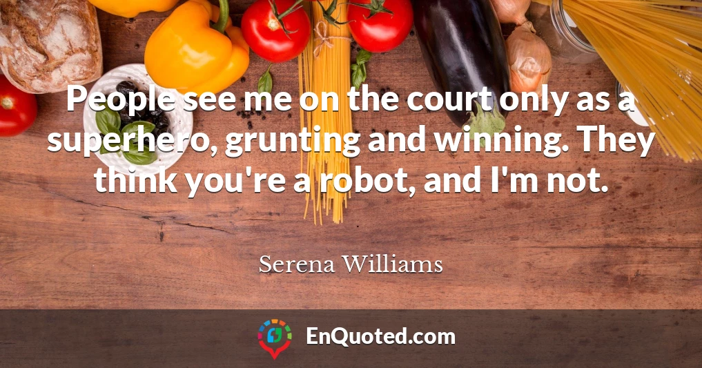 People see me on the court only as a superhero, grunting and winning. They think you're a robot, and I'm not.