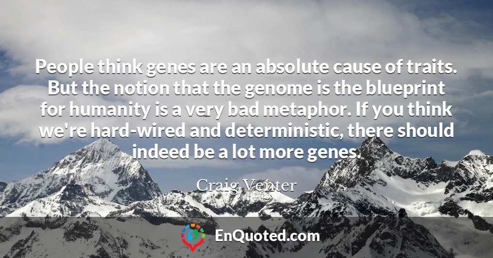 People think genes are an absolute cause of traits. But the notion that the genome is the blueprint for humanity is a very bad metaphor. If you think we're hard-wired and deterministic, there should indeed be a lot more genes.