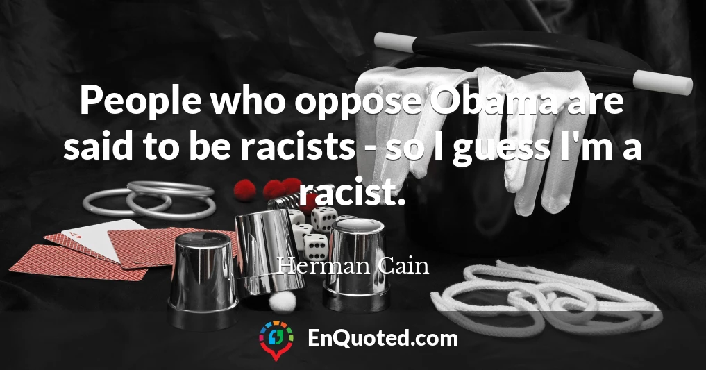 People who oppose Obama are said to be racists - so I guess I'm a racist.