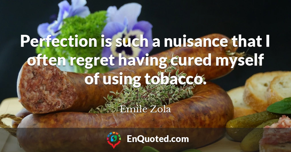 Perfection is such a nuisance that I often regret having cured myself of using tobacco.