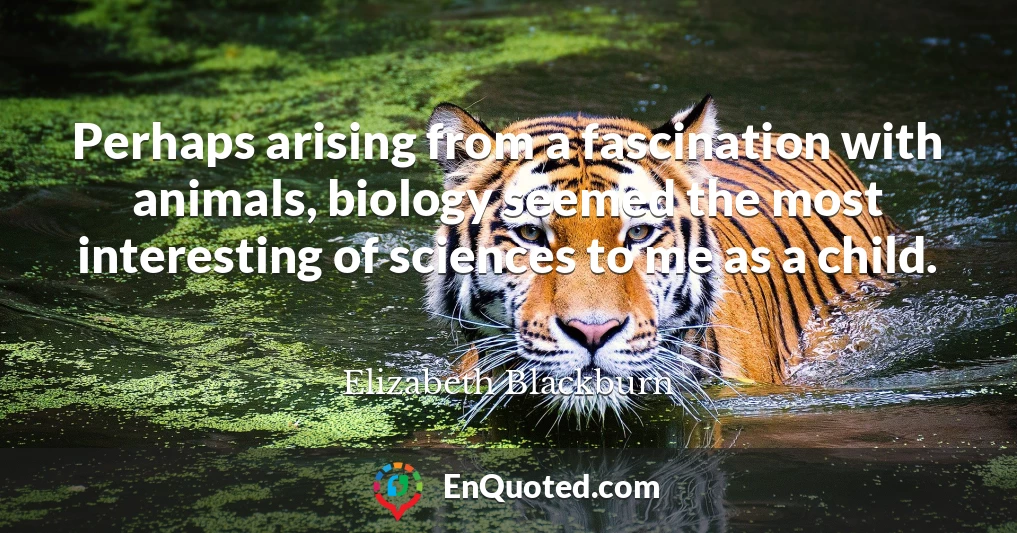 Perhaps arising from a fascination with animals, biology seemed the most interesting of sciences to me as a child.