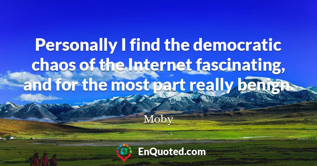 Personally I find the democratic chaos of the Internet fascinating, and for the most part really benign.