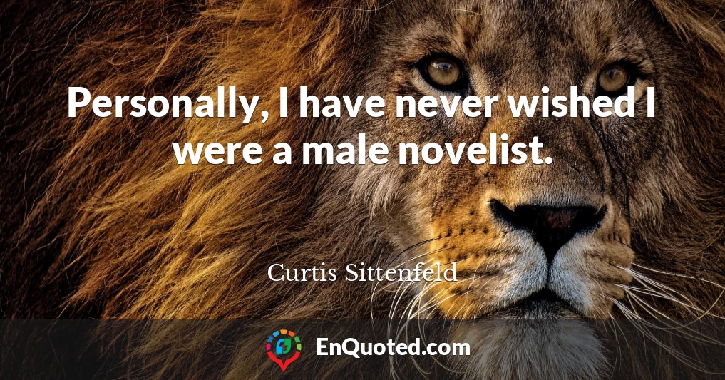 Personally, I have never wished I were a male novelist.