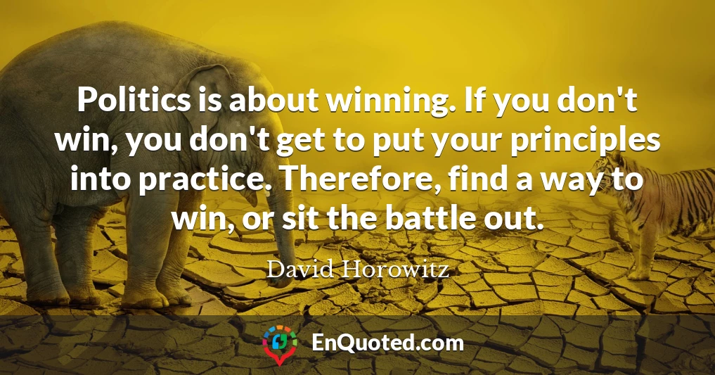 Politics is about winning. If you don't win, you don't get to put your principles into practice. Therefore, find a way to win, or sit the battle out.